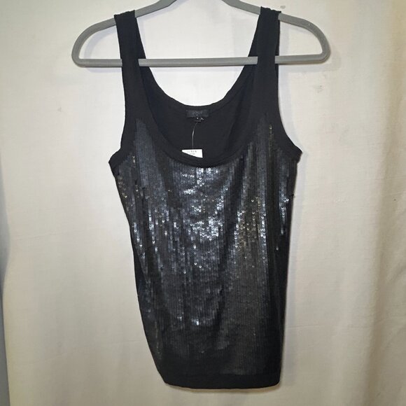 J.Crew Factory Tank Top Sequins Embellishment Cotton Sleeveless Design Black W S - Picture 5 of 10